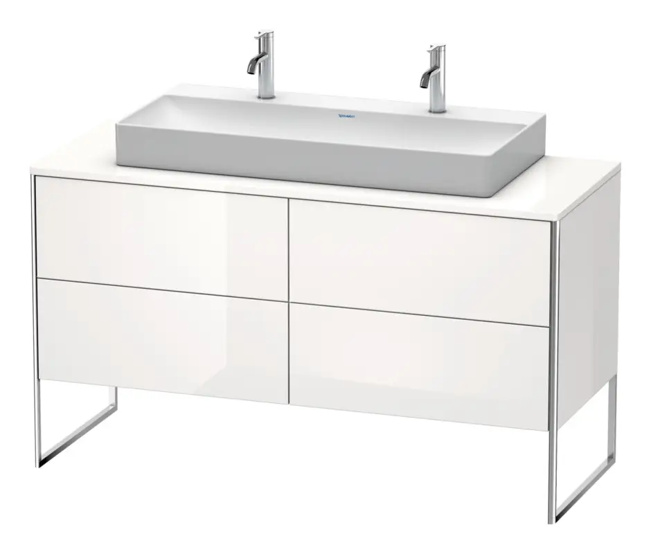Duravit XSquare Konsolenwaschtischunterschrank für Doppelwaschtisch bodenstehend mit 4 Auszügen 1400 x 778 x 548 mm - Schwarz Hochglanz Lack Markenware