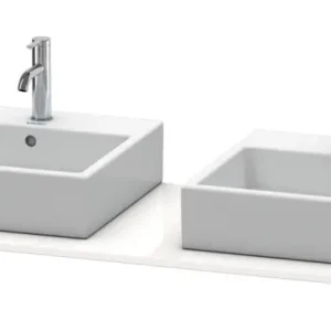 Aktuell Duravit XSquare Konsole mit zwei Ausschnitten 1400 x 550 mm - Flanellgrau Hochglanz Lack