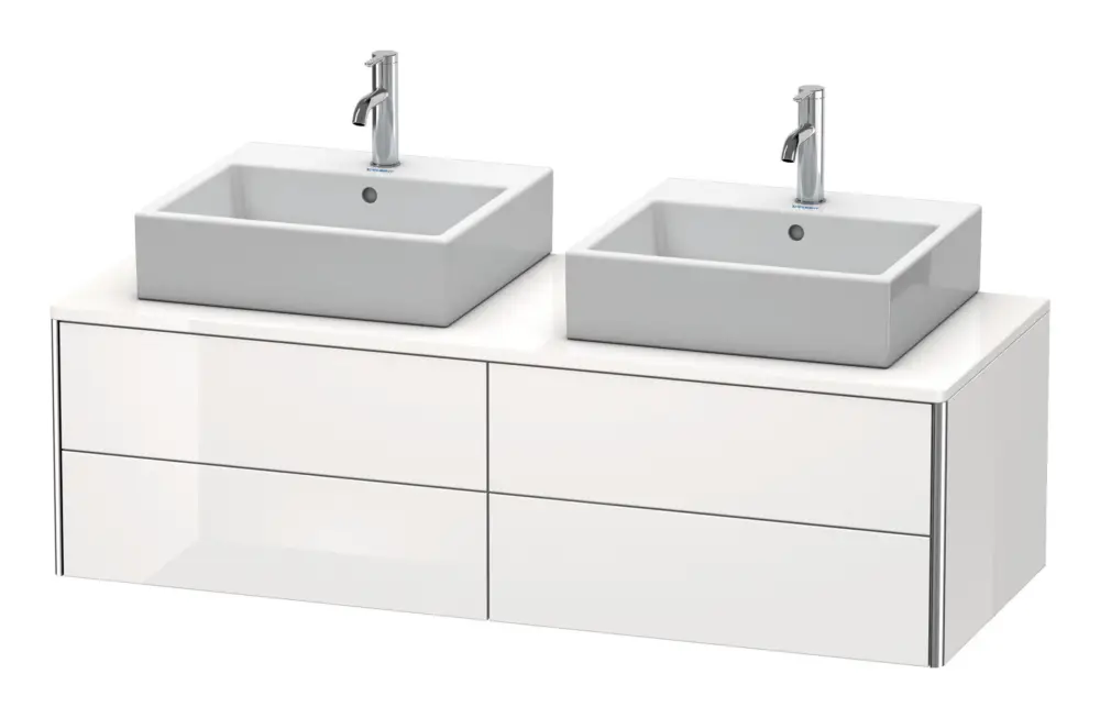 Duravit XSquare Konsolenwaschtischunterschrank für 2 Becken mit 4 Auszügen 1400 x 400 x 548 mm - Nordic Weiß Seidenmatt Lack Markenprodukt