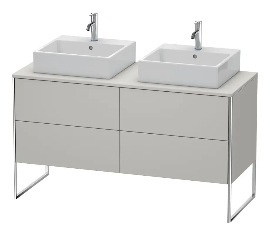 Duravit XSquare Konsolenwaschtischunterschrank für 2 Becken bodenstehend mit 4 Auszügen 1400 x 778 x 548 mm - Betongrau Matt Preisknaller