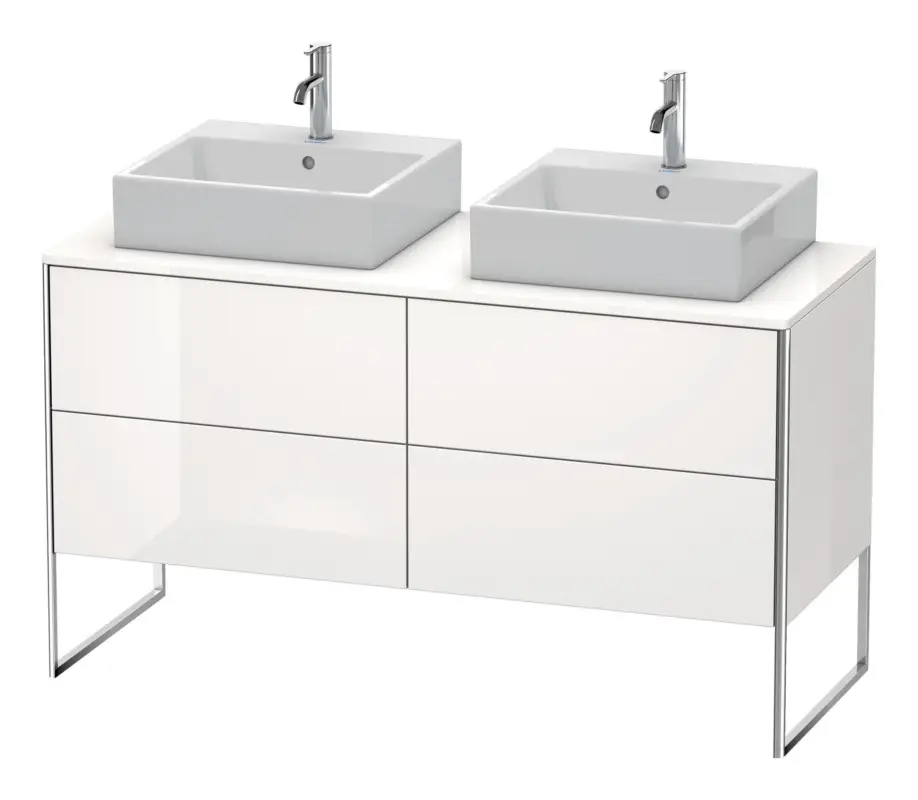 Neu Im Sortiment Duravit XSquare Konsolenwaschtischunterschrank für 2 Becken bodenstehend mit 4 Auszügen 1400 x 778 x 548 mm - Nachtblau Seidenmatt Lack