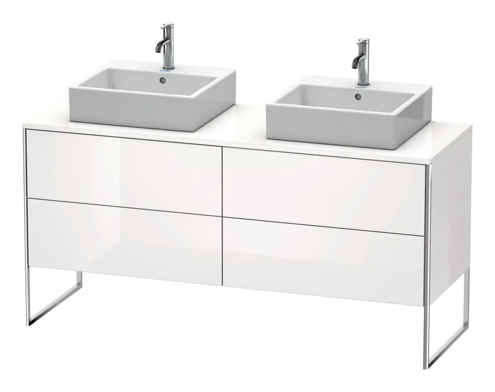 Must-Have Duravit XSquare Konsolenwaschtischunterschrank für 2 Becken bodenstehend mit 4 Auszügen 1600 x 778 x 548 mm - Taupe Seidenmatt Lack