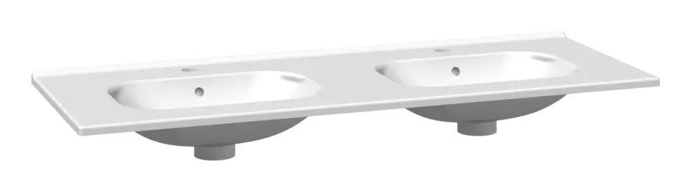 Sofort Bestellen Dansani Zaro/DSC/Luna Doppelwaschtisch Kantate mit 2 Hahnlöchern 121 x 45,5 cm - Weiß