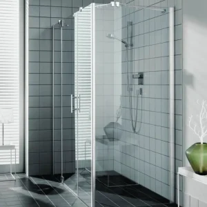 Aktuell Kermi Filia XP Seitenwand Milchglas SR Opaco Silber Hochglanz 100 cm x 200 cm Montage auf Duschwanne