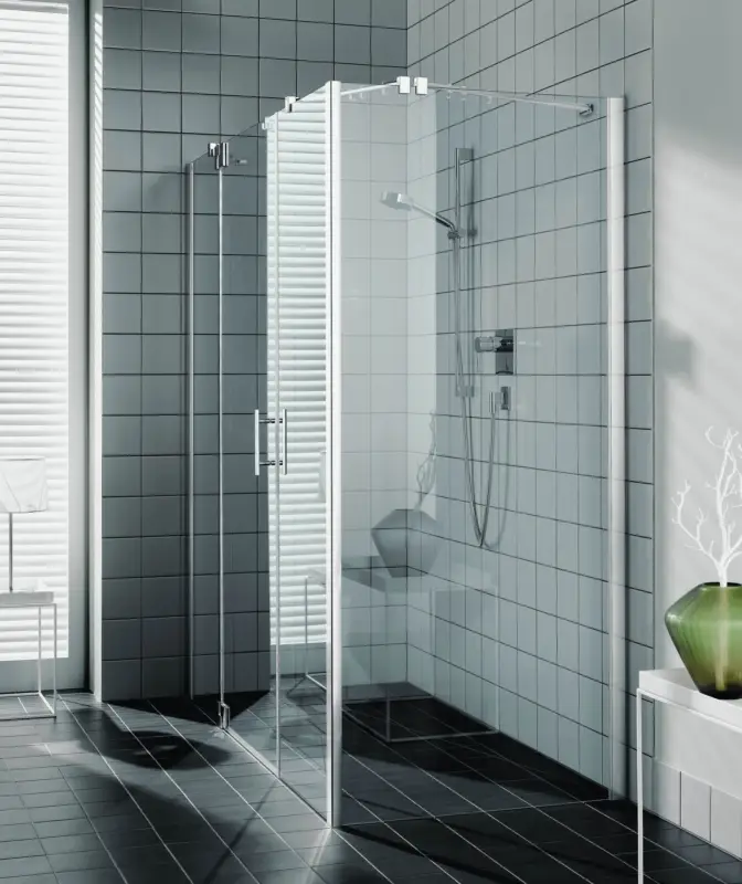 Kermi Filia XP Seitenwand Milchglas SR Opaco KermiClean Silber Hochglanz 100 cm x 200 cm Montage auf Duschwanne Kracherpreis