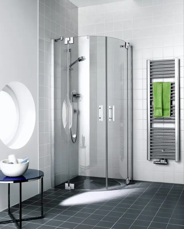 Saisonangebot Kermi Filia XP Runddusche mit Pendeltüren Klarglas hell Silber Hochglanz 100 x 100 cm x 200 cm Radius 550 Montage auf Duschwanne oder bodengleich