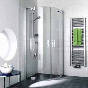 Angebot Kermi Filia XP Runddusche mit Pendeltüren Klarglas hell KermiClean Silber Hochglanz 90 x 120 cm x 200 cm Radius 500 Montage auf Duschwanne oder bodengleich