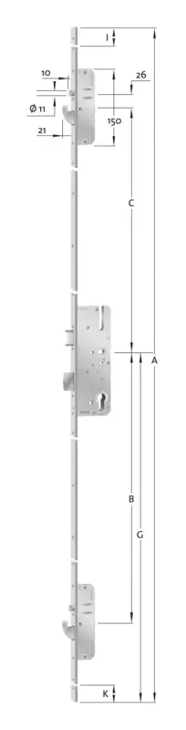 KFV Haustür-Mehrfachverriegelung Profilzylinder PZ Entfernung 92 mm Vierkant 8 mm D45 16ktDIN links / DIN rechts Geprüft
