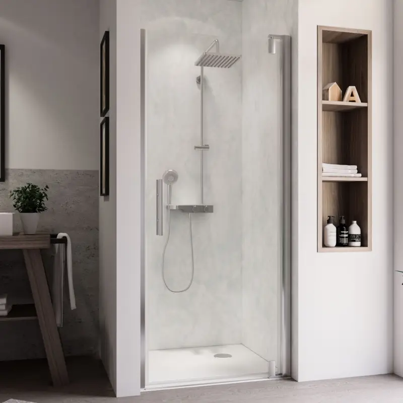 Breuer Europa Design Drehtür für Nische Türanschlag rechts Satiniert 90 cm - Alu Chromeffekt Zertifiziert