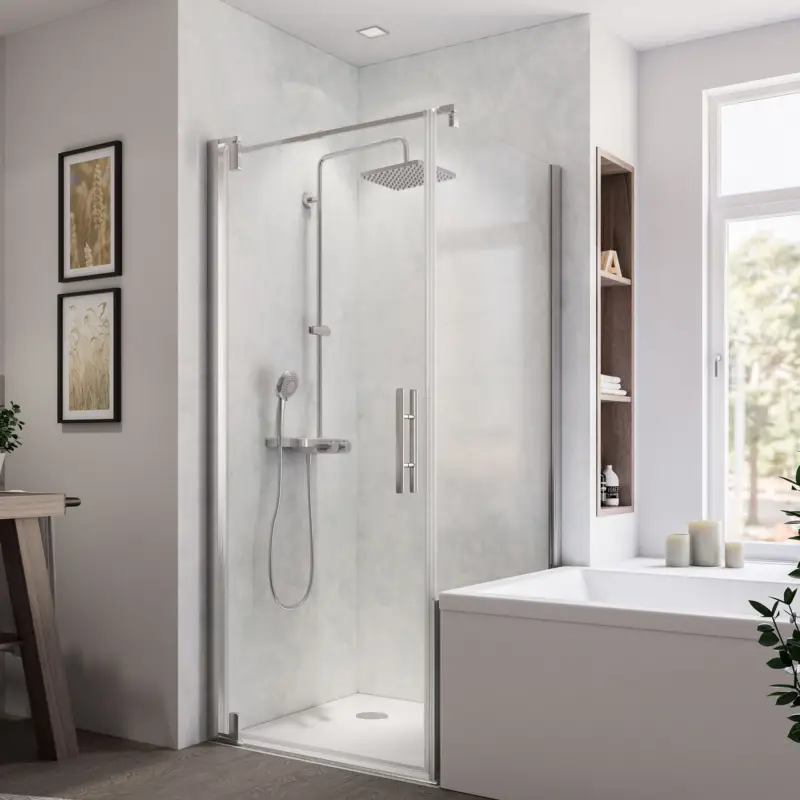 Preisreduziert Breuer Europa Design Drehtür für Seitenwand Türanschlag links Satiniert 90 cm - Alu Chromeffekt