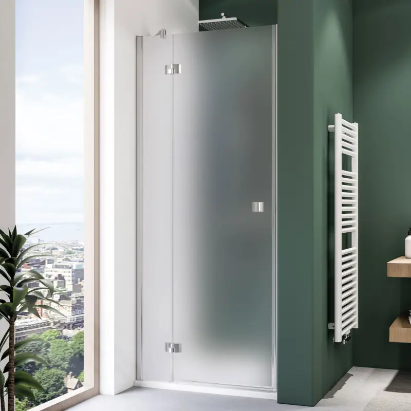 Breuer Espira Drehtür mit Festteil für Nische Türanschlag links Satiniert 80 cm - Alu Chromeffekt Zertifiziert
