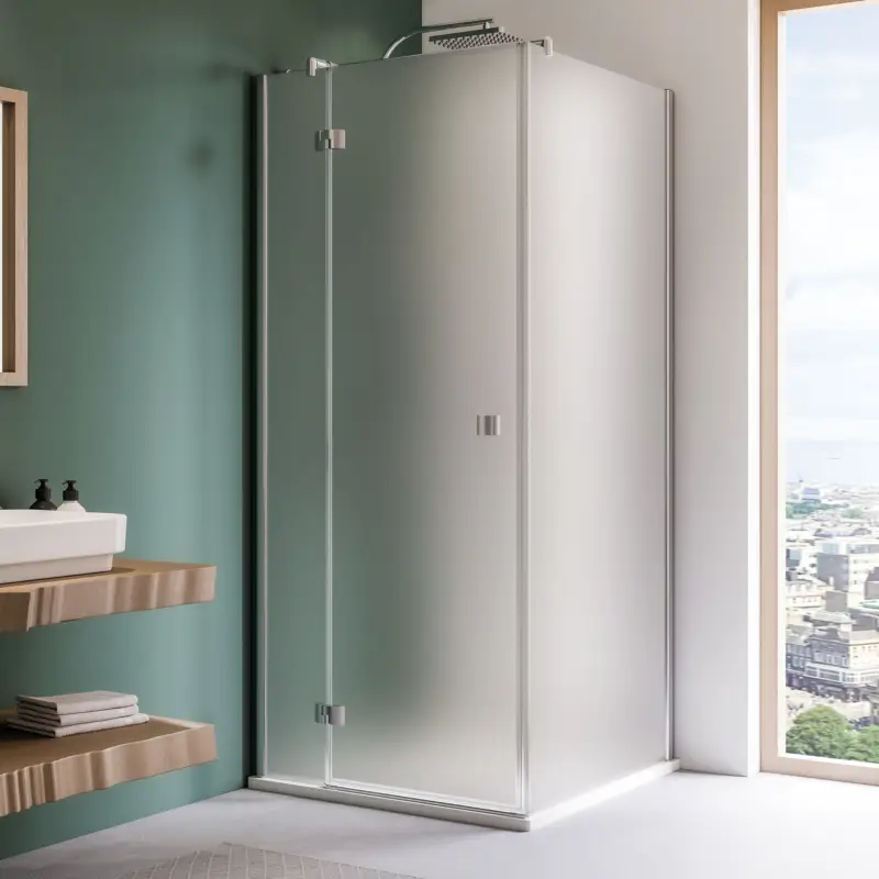 Preis Gesenkt Breuer Espira Drehtür mit Festteil für Seitenwand Türanschlag links Satiniert 90 cm - Alu Chromeffekt