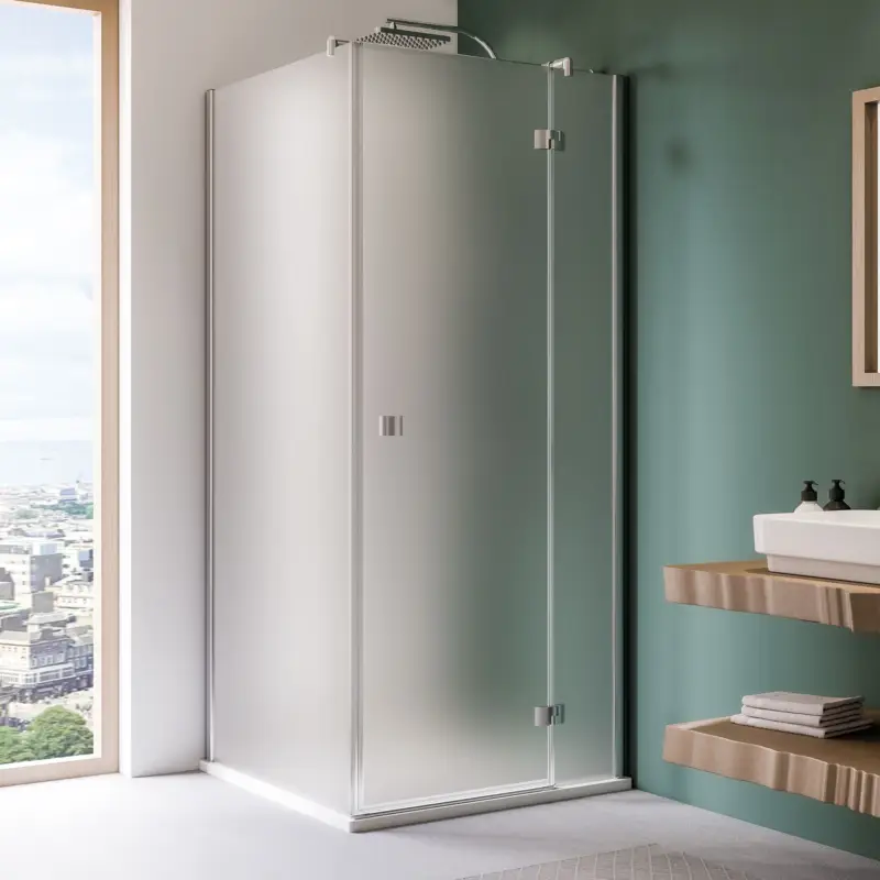 Breuer Espira Drehtür mit Festteil für Seitenwand Türanschlag rechts Satiniert 90 cm - Alu Chromeffekt Preis Gesenkt