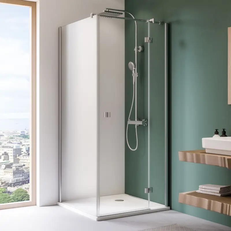 Breuer Espira Drehtür mit Festteil für Seitenwand Türanschlag rechts Intima 80 cm - Alu Chromeffekt Knallerangebot