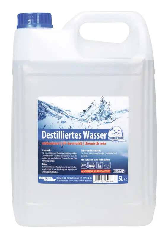 Geprüft Robbyrob Destilliertes Wasser 5L Kanister(Verpackungseinheit: 144Stück)