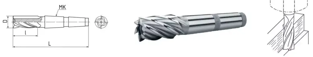 Neuheit HSS Co5-Schaftfräser mit Morsekegel DIN 845 Ø 24,0 mm, MK 3 (kurz)