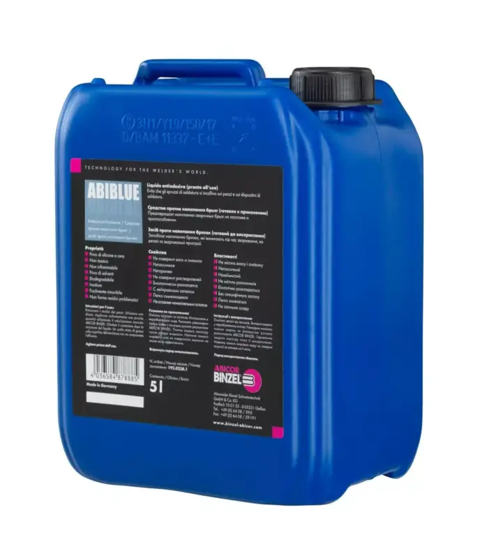 Finale Aktion Anti-Spritzer-Trennmittel ABIBLUE 20 lt. Emulsion (Farbindikator, unbrennbar & silikonfrei) für Anwendung am Schweißmaterial