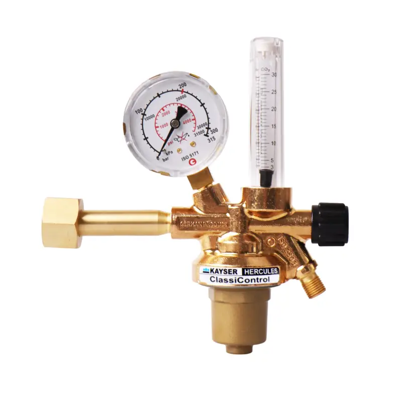Druckregler 'Argon/Co2' mit Flowmeter mit 1 Manometer, Ø 63mm & Flowmeter, 200 bar, 5-30 l/min. Solange Der Vorrat Reicht