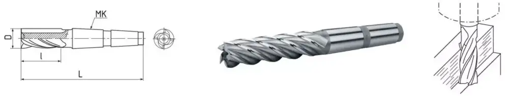 Wochenendangebot HSS Co5-Schaftfräser mit Morsekegel DIN 845 Ø 63,0 mm, MK 5 (lang)