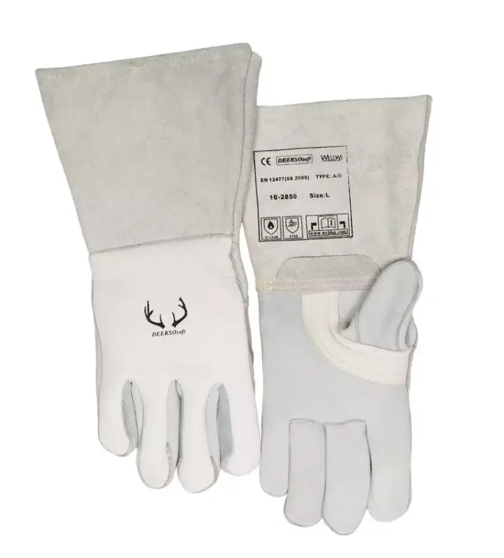 5-Finger-Schweißerhandschuhe WELDAS 10-2850 XL MIG/MAG/MMA aus Hirschleder, L=36 cm, Gr. 9,5 (1 Paar) Must-Have