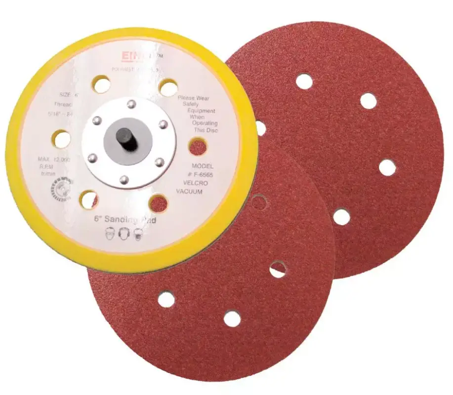 Kracherpreis Schleifteller Ø 150 mm, 6-fach gelocht Klebe/Vinyl, 5/16' Aufnahme