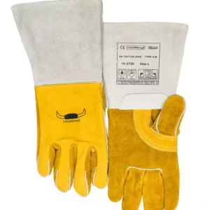5-Finger-Schweißerhandschuhe WELDAS 10-2750 XL MIG/MAG/MMA aus Rindnarbenleder, L=36 cm, Gr. 9,5, Öl & Wasser beständig (1 Paar) Markenware