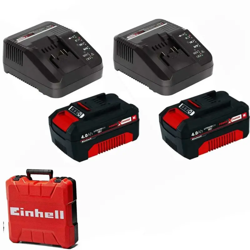 Preisreduziert 2 x Einhell 4,0 Ah Akku und 2 x Ladegerät Power X-Change Li-Ion,18V + Koffer
