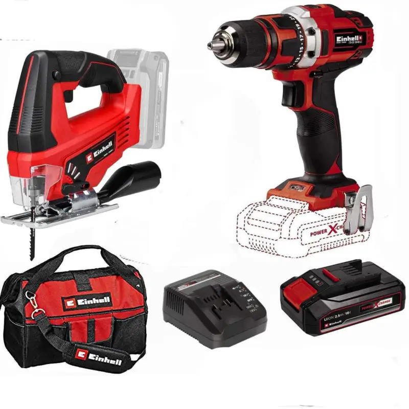 Einhell Bohrschrauber, Stichsäge, Akku 2.5 Ah Ladegerät, Tasche Markenprodukt