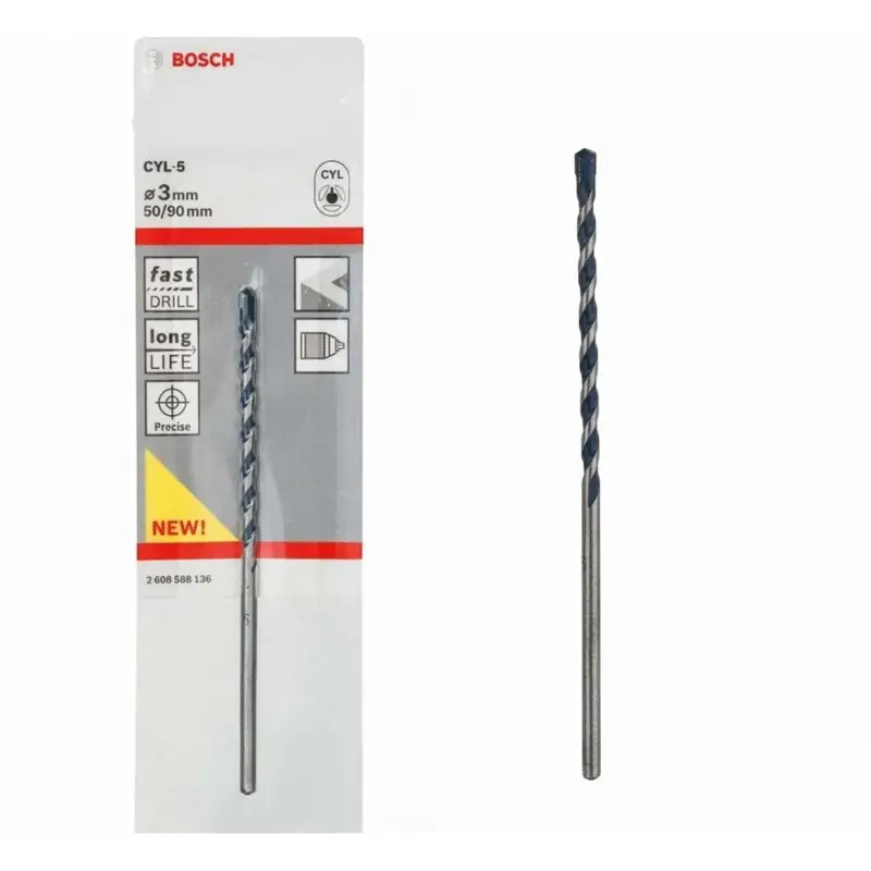 Bosch Professional 1x CYL-5 Betonbohrer für Beton, Ø 3 x 90 mm, Robust Line, Zubehör Schlagbohrmaschine) Schneller Versand