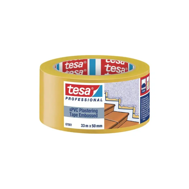 Sonderaktion Tesa PVC Putzband 67001 quergerillt gelb Länge 33 m Breite 50 mm