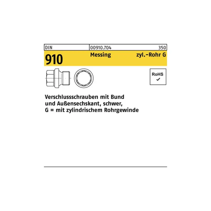 Verschlußschraube DIN 910 Bund/Außen-6-kt G 1/2 A Messing 50 Stück Neu Im Sortiment