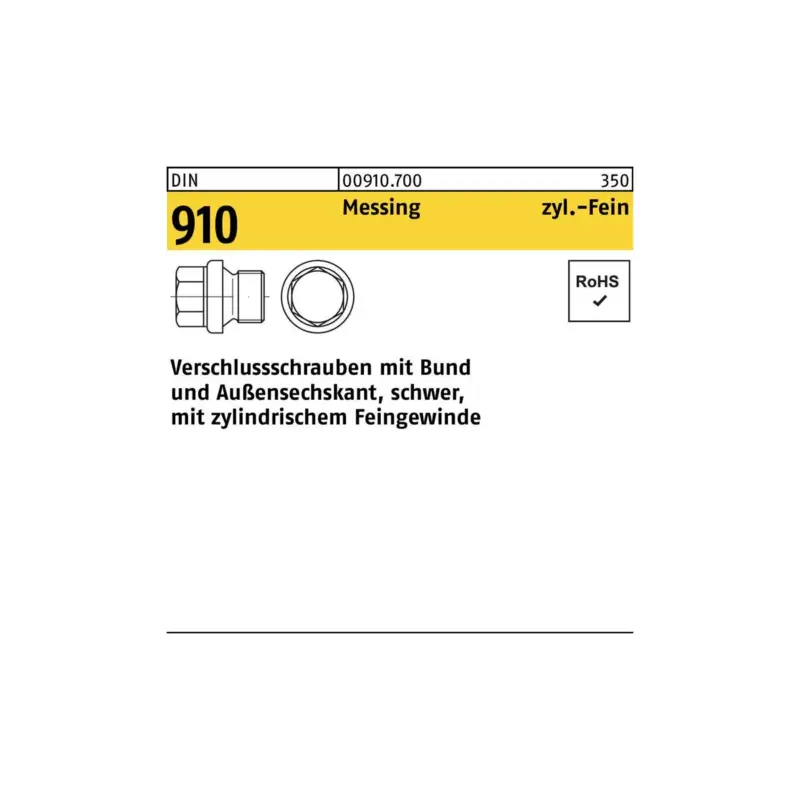 Verschlußschraube DIN 910 Bund/Außen-6-kt M24x 1,5 Messing 25 Stück Sichere Zahlung