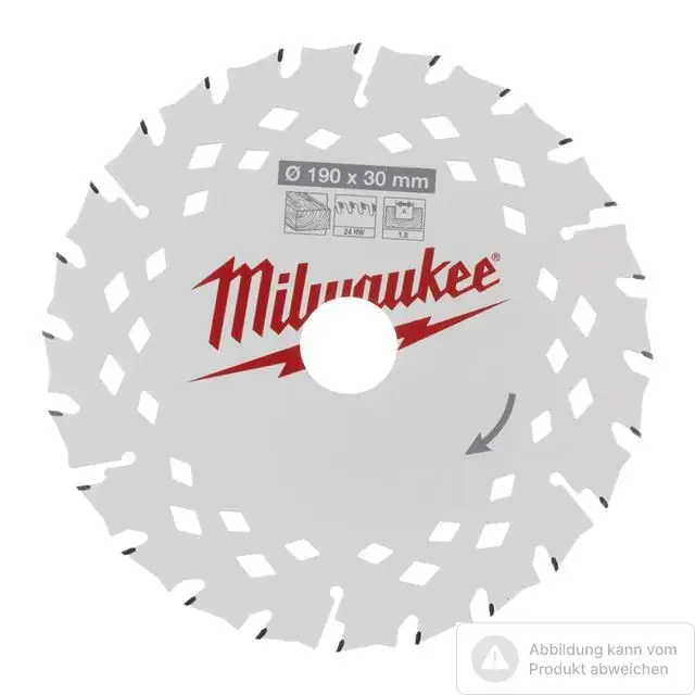 Rabatt Milwaukee Kreissägeblatt für Holz 190 x 30 mm, Z24 Wechselzahn