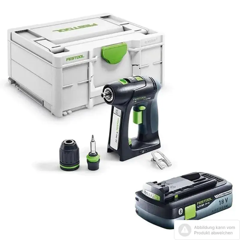 Kracherpreis Festool Akku-Bohrschrauber C 18 Basic 4,0 für 18 Volt Akkus, mit1x 4,0 Ah Bluetooth Akku