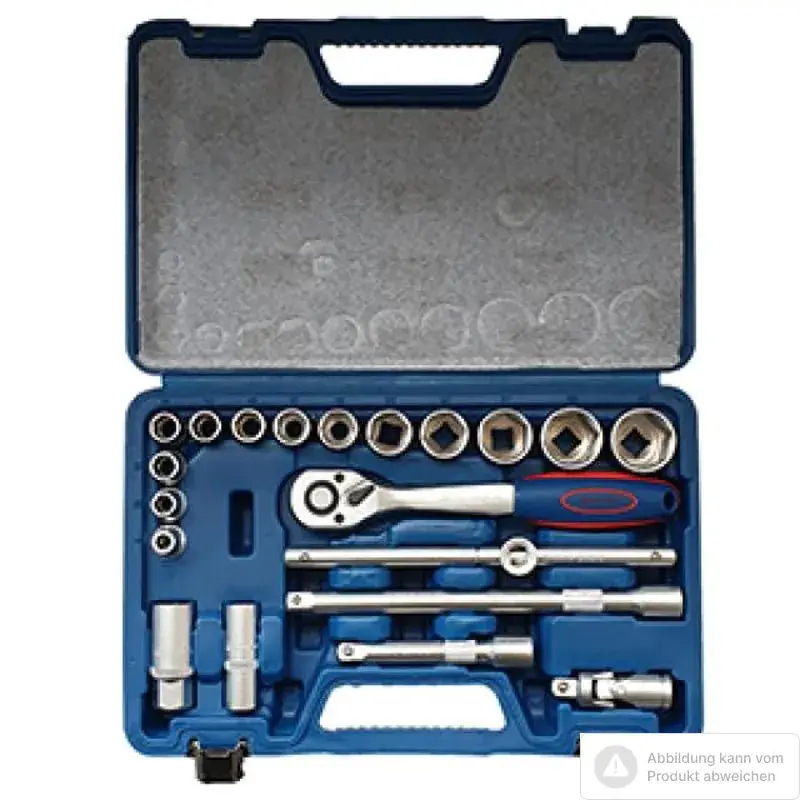 Begrenztes Angebot Tecfox Steckschlüsselsatz 1/2", 20-teilig mit Umschaltknarre, Einsätze 8-32 mm, Gleitgriff,