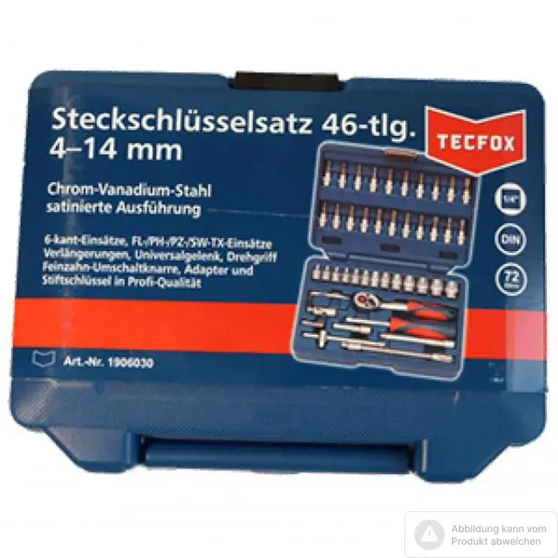 Tecfox Steckschlüssel-Satz 1/4" 46-teilig, 4-14 mm Solange Der Vorrat Reicht