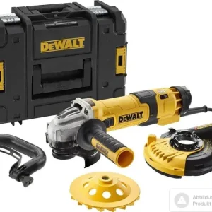 Versand Am Gleichen Tag DeWALT 125mm Beton-Oberflächen-Set mit Winkelschleifer, Staubschutzhaube, Diamant-
